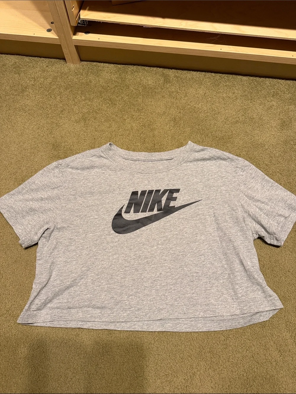 Nike Gray Short-Sleeve Logo Crop Tee